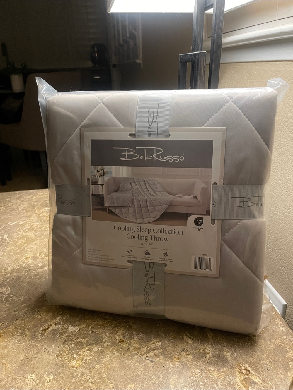 Bella Russo Cooling Sleep Collection Cooling Throw - Light Gray Size 50” x 60”